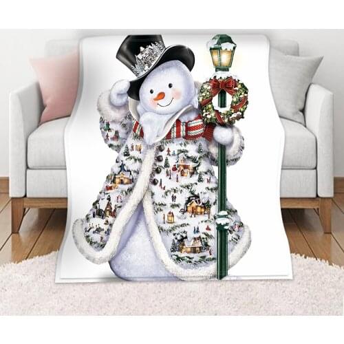 Hawkalice Snowman Fleece Throw Blanket Merry Christmas Gift Lightweight Super Soft Cozy Blanket For Bed Couch Sofa 59x86 Inch