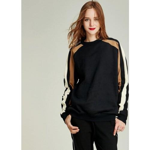 HAVVA Autumn Winter Island Cotton Loose Patchwork Color Sleeve O-neck Pullover Female Ins Style Casual Sweatshirt V30570