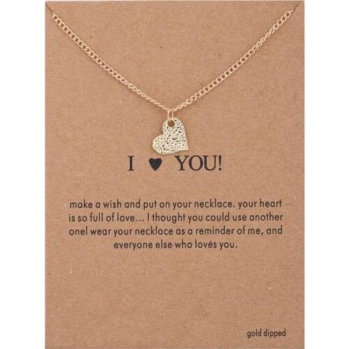 Fashion I Love You Heart Choker Necklaces Pendants Gold Heart Lucky Clavicle Chockers Necklace Wedding Party Gift