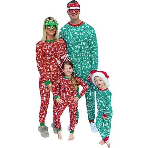 2020 Christmas Matching Family Pajamas Sets Long Sleeve Round Neck Letter Print Pullover T-shirt + Pants Xmas Sleepwear Homewear