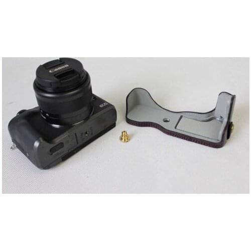 2017 new Leather Camera case bag for Canon EOS M6 DSLR Digital Camera Leather Half Body Camera Strap Camera Video Bag