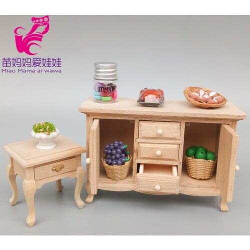Doll house furniture model bedroom living room wood drawer long cabinet diy coloring