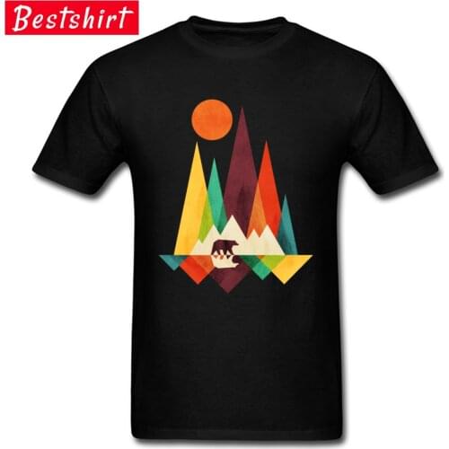 Summer/Autumn T Shirts Rainbow Geometric Mountain Forest Bear Funny Mens T-Shirt Pure Videogame Loose Big Size Tops