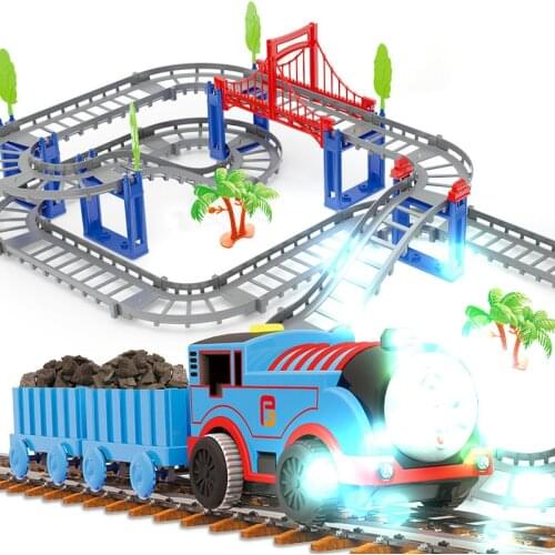 Hot sale DIY Thomas rail car assembling electric train children assembling kids track car toy gift