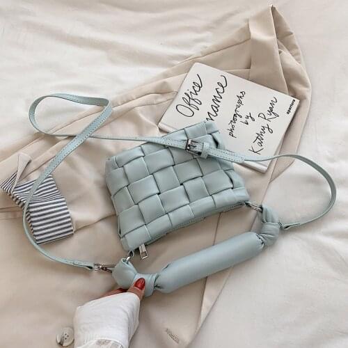 Fashion Woven PU Totes Crossbody Handbags Women Portable Handle Shoulder Bags Popular Simple Female Daily Bag