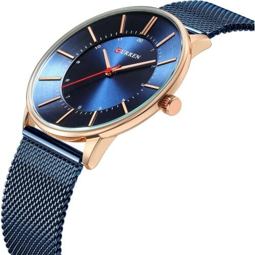 CURREN 8303 High Quality Purple Mens Quartz Watches Mesh Band Water Proof Minimalist Ultra Thin Fashion Business Men Watch