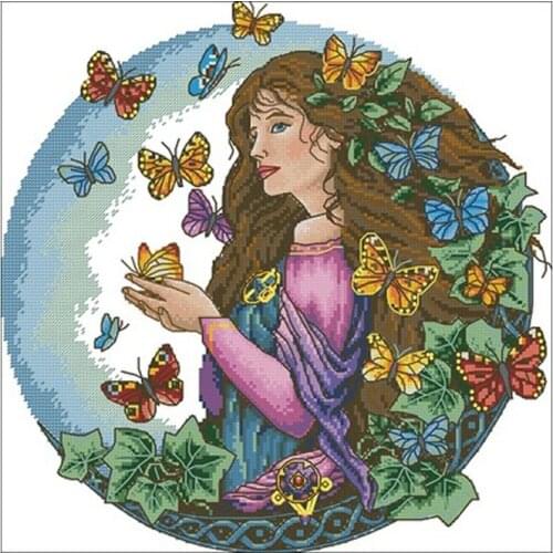 Beauty and Butterfly patterns Counted Cross Stitch 11CT 14CT 18CT DIY Cross Stitch Kit Embroidery Needlework Sets home decor