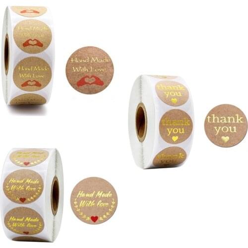 500pcs/roll Thank You Stickers Sealing Labels Adhesive Round Paper Sticker Party Favors Packaging Supplies Soap Label Stickers
