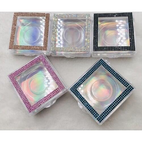 Wholesale custom private lashes popular package dramatic square rhinestones lashes box hot selling free shipping free trays