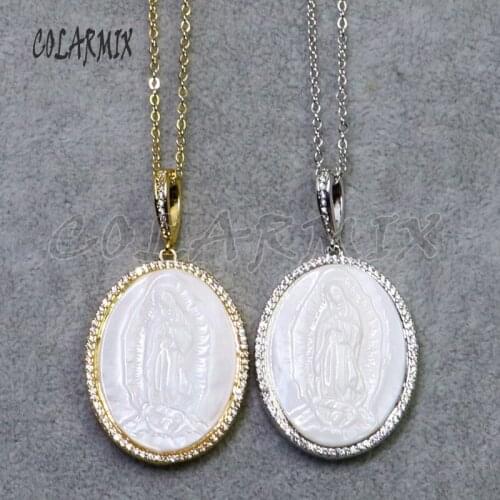 5 strands Virgin Mary Shell necklace Madonna pendant necklace fashion jewelry wholesale jewelry gift for women gems 5224