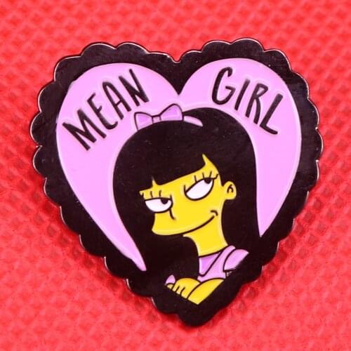 Mean girl enamel pin heart shaped pink brooch bff jewelry best friend gift women badge shirts jacket accessoires