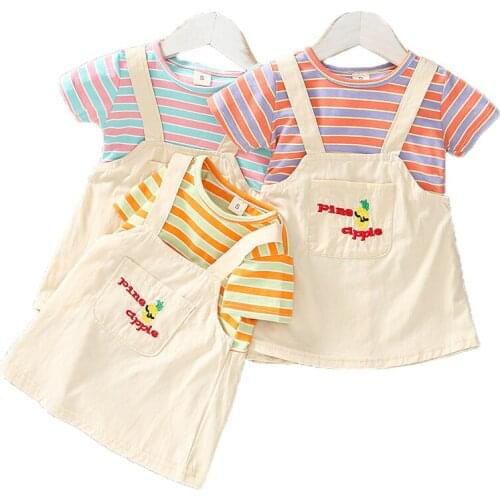 Baby Girls Dress Summer 2021 Baby Short Sleeve Striped Dresses For Toddler Girls Princess Infant Clothing Fashion Kids Dresses