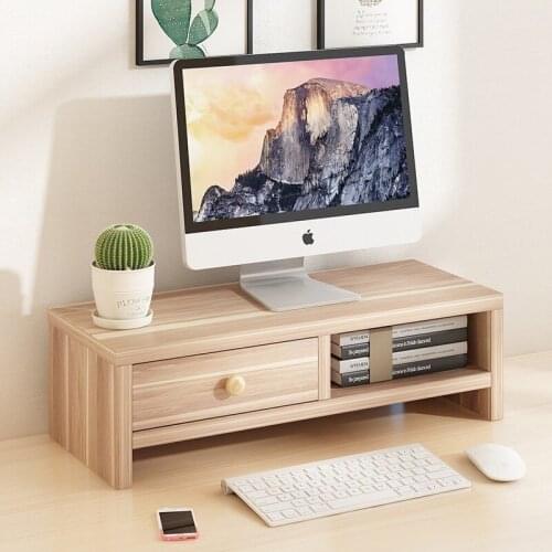 Computer monitor raised frame, neck guard, screen heightened bracket, desk storage and arrangement base rack