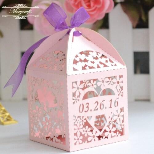 Luxury flower box candy gift party supplies laser cut wedding favors