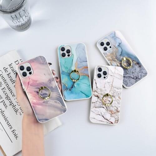 Luxury Marble Soft Silicone Ring Holder Phone Case For Xiaomi Poco X3 NFC F3 Mi 10T 9T 11 Note 10 CC9 9 Explorer A3 Pro Lite