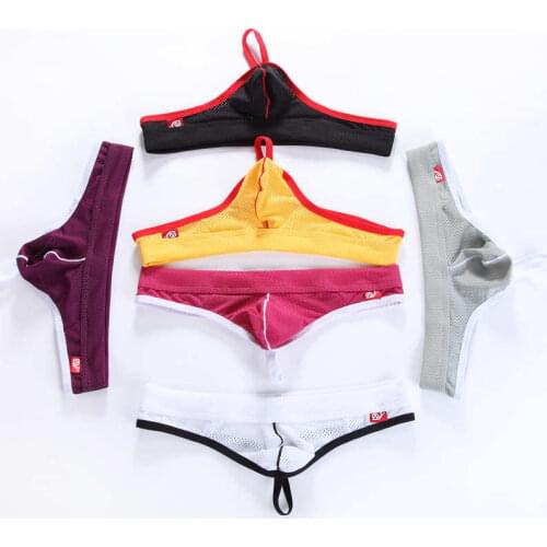 Sexy Bikini Thongs G String Mens Underwear Sexy Mesh Briefs Thongs 6pcs Gays Mini Panties Bulge Pouch Jockstrap Fetish Underwear