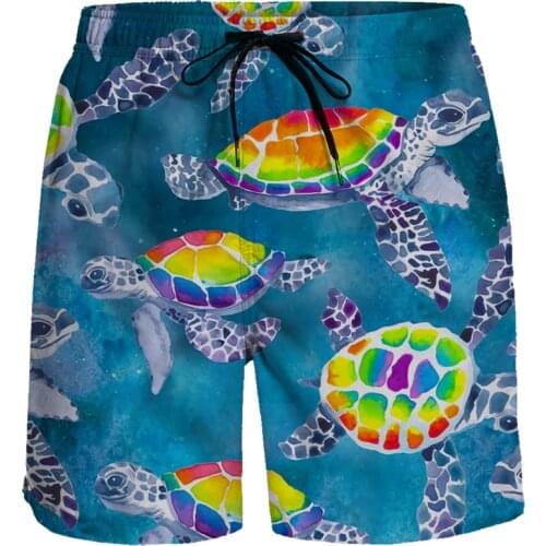 Casual Shorts Marine Style Sea Turtles Short Pants Breathable Quick Dry Beach Pants Running Sports Shorts Men Board Shorts