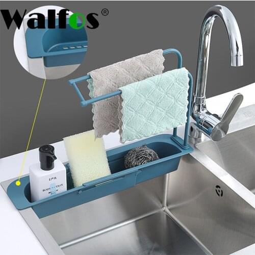 WALFOS Telescopic Sink Kitchen Storage Rack Drainage Rack Faucet Bracket Adjustable Bathroom rack Kitchen Accessories