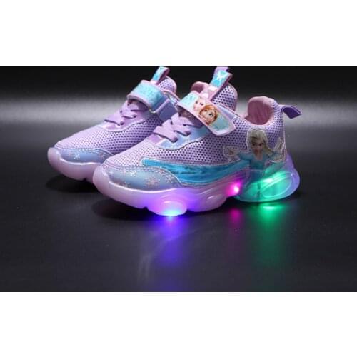 Led luminous Frozen Kids Shoes for boys girls Light Children Luminous baby Sneakers mesh sport Boy Girl Led Light Shoes
