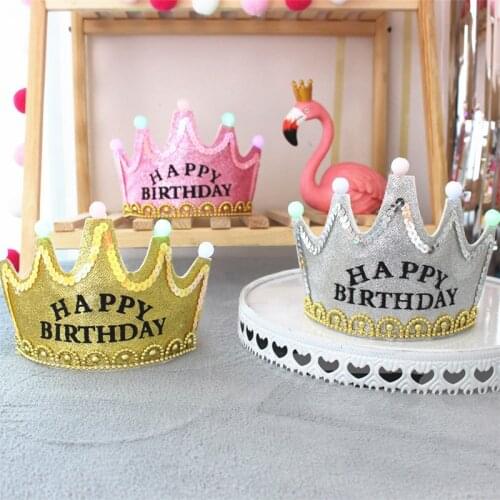 Birthday Luminous Crown Party Supplies Creative Gifts Children Birthday Cake with Lights Glitter Crown Hat Birthday Decoration