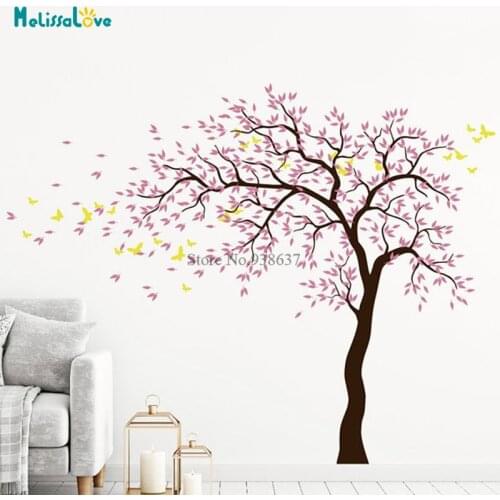 DIY Cherry Blossoms Tree With Butterflies wall decals Room Decal For Baby Room Nursery Removable Vinyl Wallpaper BB773