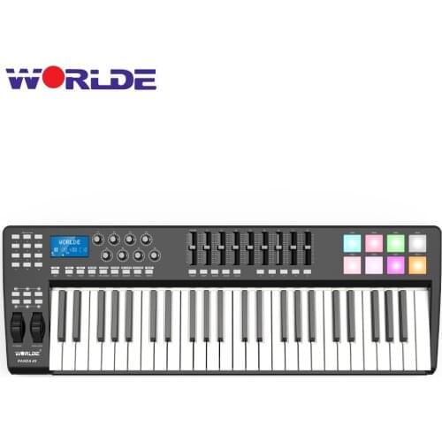WORLDE PANDA 49 Portable 49-Key USB MIDI Keyboard Synthesizer Controller 8 RGB Colorful Backlit Trigger Pads with USB Cable