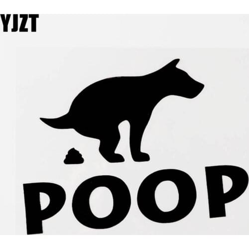 YJZT 15CM×11.2CM Funny Animal Dog Poop Vinyl Car Sticker Bumper Decal Black/Silver 8C-0558