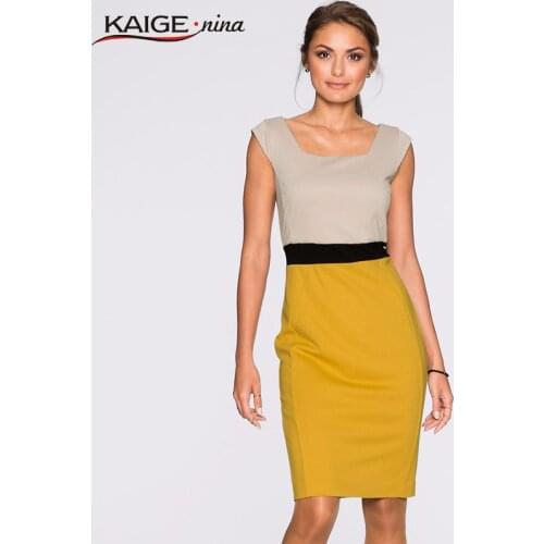 Kaige.Nina New Dress Simple Pure Color Natural Style Dress Sleeveless Party Brought No Decoration Knee-Length Dress 1229 a