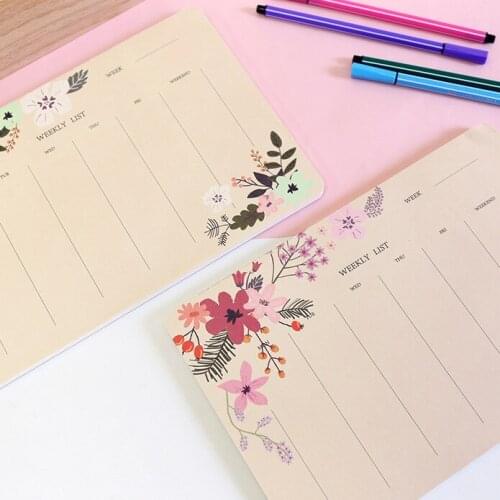 1pcs deals! Korean Notepad Flower and Alice Weekly Desktop Weekly Schedule This Schedule can be torn off