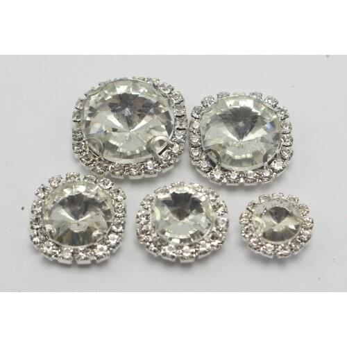 10Pcs Flatback Sewing Crystal Rhinestone Button Wedding Invitation Embellishment