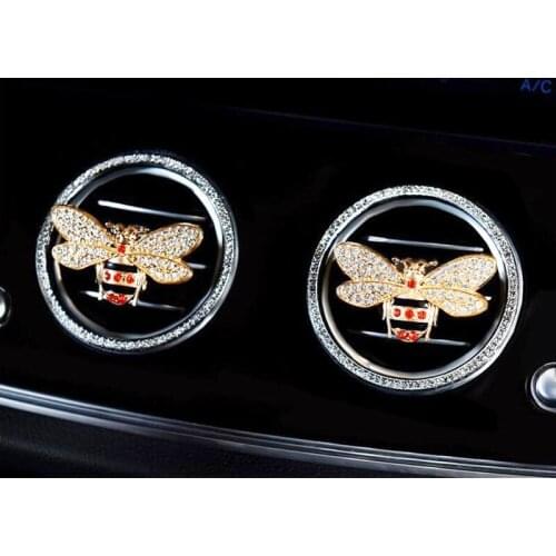 2Pcs Car Air Freshener Creative Diamonds Little Bee Air Conditioner Outlet Fragrance Perfume Clip Auto Accessories Ornaments