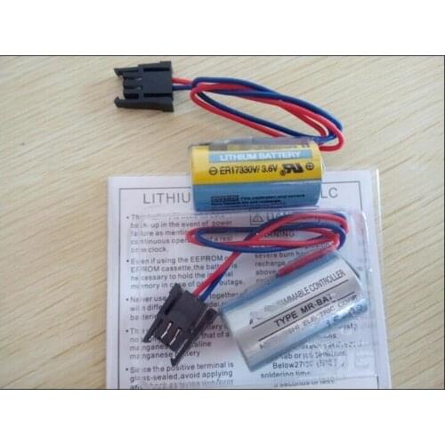 20PCS ER17330V MR-BAT CNC 3.6V 1700mah PLC Lithium Battery Batteries with Plug Free Shipping