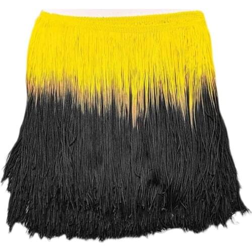 20 cm Wide Gradient Color Tassels Encrypted Two-Color Nylon Row Beard Latin Dance Costume Decorative Lace 10 Meter