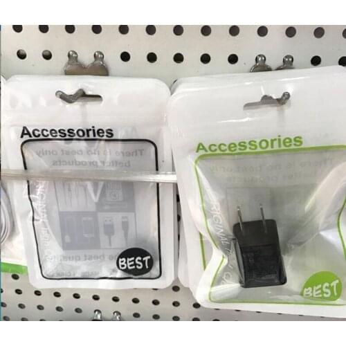 200pcs/lot 10.5x15cm Clear/white Plastic Zipper Retail Packaging bags for USB cable Poly pp Package bag for all kind Accessorys