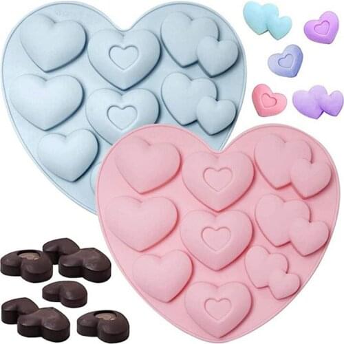 3 Styles Love Heart Shaped Silicone Mold Jelly Mousse Cake Molds Non-stick Chocolate Candy Paste Dessert Mould Baking Decoration