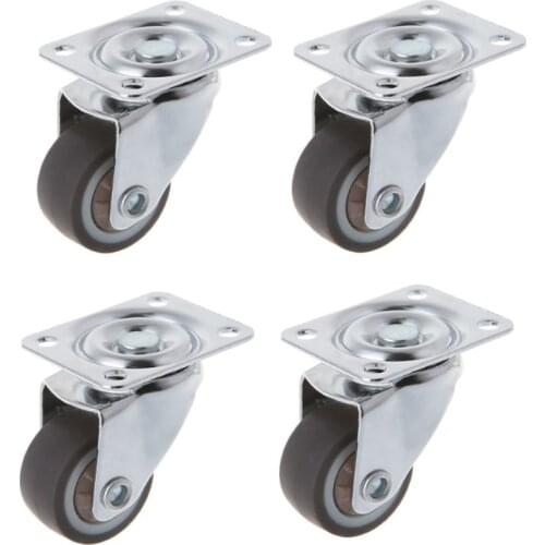 4pcs Mini Small Casters 1 Inch TPE rubber Super Mute Wheels For Bookcase Drawer Flower Racks
