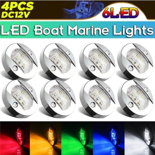 DC12V 6 LED Navigation Lights Side Marker Lamp Waterproof Car Truck RV Marine Boat Yacht Transom Anchor Stern with Chrome Bezel