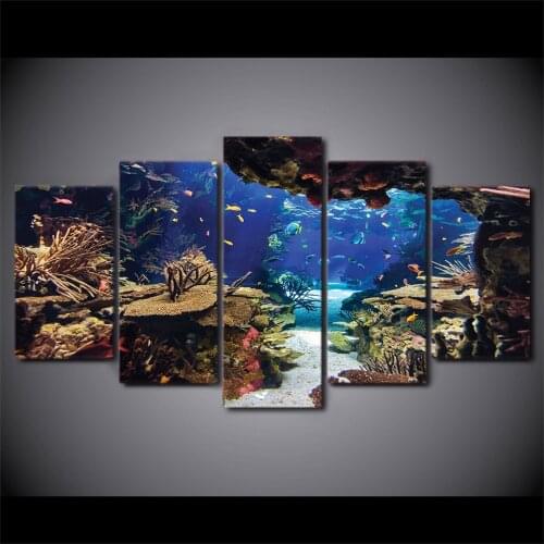 5pcs Abstract Sea World Landscape Picture Posters Wall Art Home Decor Modular Canvas HD Printed Paintings Living Room Decoration