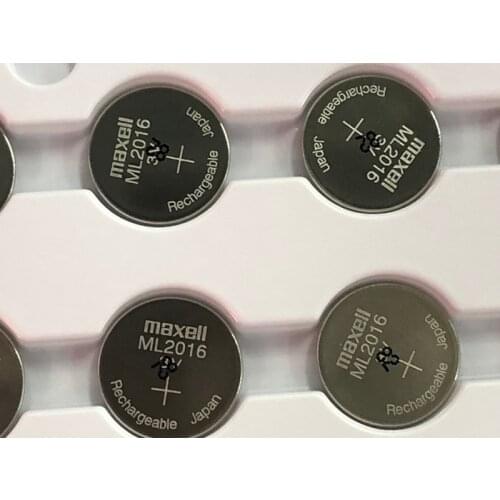 5pcs/lot Maxell ML2016 ML 2016 3v Li-Ion Lithium Ion Rechargeable Coin Battery Button CMOS RTC Batteries Cell