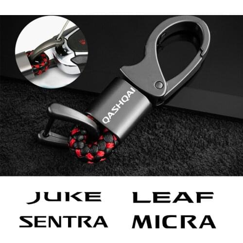 Car logo keychain metal leather keychain for Nissan Qashqai J10Juke Leaf Micra Sentra Patrol Maxima Murano Tiida Pulsar Altima