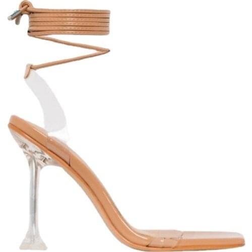 Ladies Peep Toe High Heels Dress Party Shoes Woman Summer High 10.5Cm Heels Women Pumps Ankle Cross Strap Sandals Shoes Woman