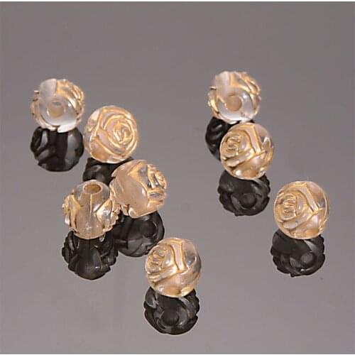 Wholesale 10MM Plating Acrylic Antique Design Rose Spacer Loose Beads For Women Diy Bracelet Bangle Jewelry Making Accessories