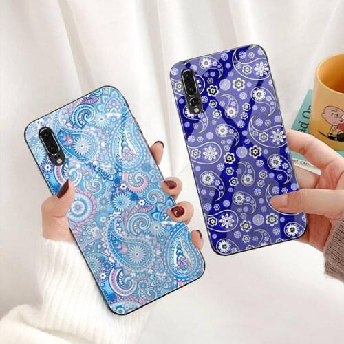 Royal Blue Bandana Phone Case Tempered Glass For Huawei P30 P20 P10 lite honor 7A 8X 9 10 mate 20 Pro