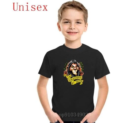 Custom Print I'm Surrounded by Idiots Lion King children clothes boys pop shirts for teenage girls 100% cotton kids clothes