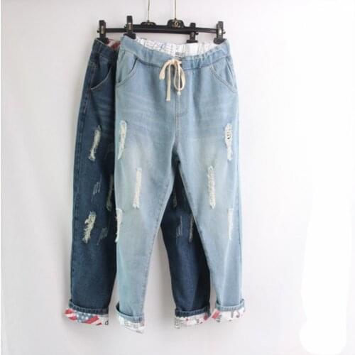 2020 Boyfriend Denim Jeans Women Mid Waist Straight Pants Ladies Harem Pants Ripped Loose Mom Jeans Girls Jean Pants Plus Size