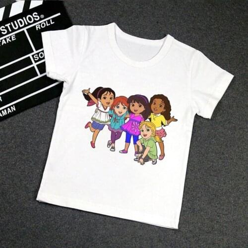 New T-shirt Girl Best Friend Print Harajuku Fashion Boys T Shirts Children Clothes Round Neck Cartoon French Fries Burger Cute