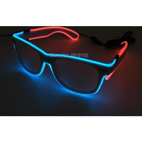 Hot Sales Flashing Double colors Glowing Glasses Powered By DC-3V EL Wire Cold Light LED Glasses Crazy Discos Party Decoration