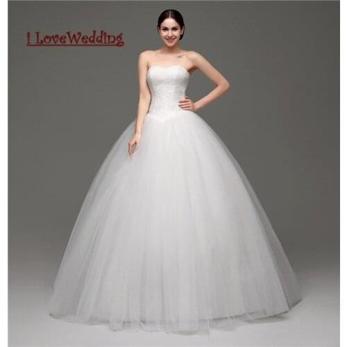 ILoveWedding Stock New Tulle Lace Ball Gown Wedding Dresses Women Formal Bridal Gowns With Free Necklace Vestidos de novia 28241