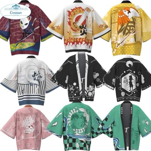 COSSUN Anime Demon Slayer Kimetsu No Yaiba Haori Kimono Jacket Two Dimensions Bathrobe Cloak Pajamas