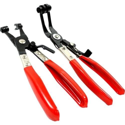 2 Pc Hose Clamp Pliers Tool Set Angle Swivel Jaw Locking Flat Band Coolant Clip